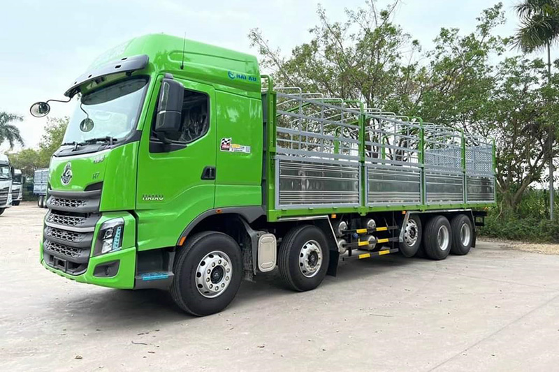 Xe tải chenglong 5 chân mầu xanh
